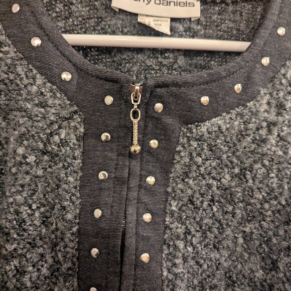 Cathy Daniels Zip Studded Navy Jacket with Front Pockets-Size XL - Picture 2 of 5